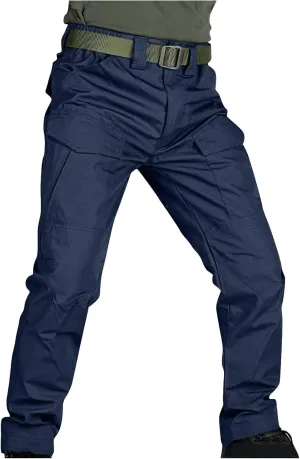 Men's Cargo Work Trousers Hiking Tactical Trouser Elastic Waist Jogger Sports Pants Straight Leg Pant Outdoor Travel