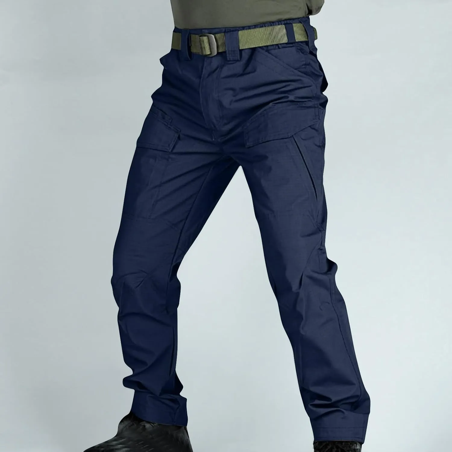 Men's Cargo Work Trousers Hiking Tactical Trouser Elastic Waist Jogger Sports Pants Straight Leg Pant Outdoor Travel