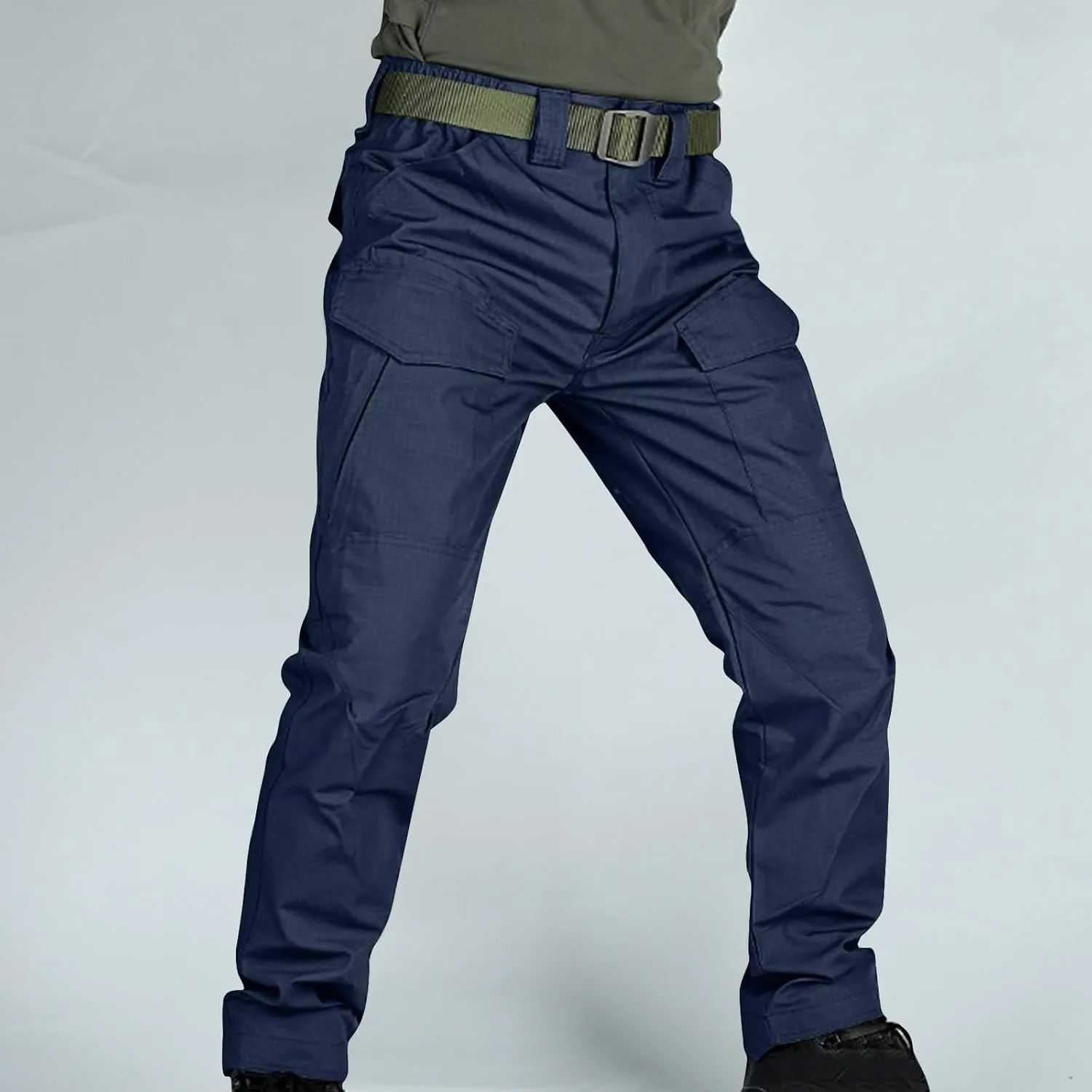 Men's Cargo Work Trousers Hiking Tactical Trouser Elastic Waist Jogger Sports Pants Straight Leg Pant Outdoor Travel