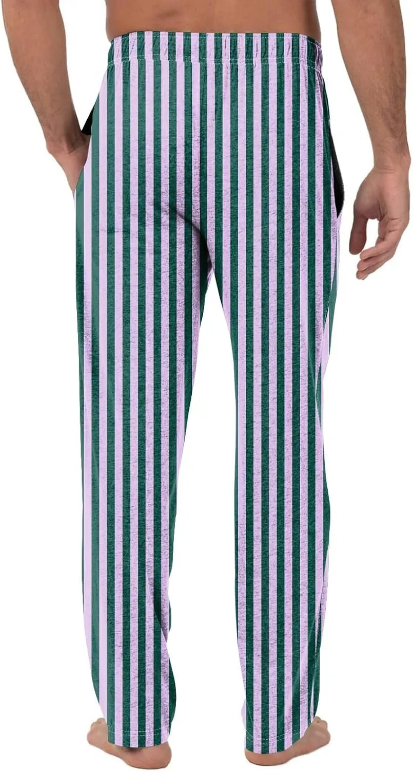 Men's Casual Drawstring Striped Pants Comfy Yoga Jogger Sweatpants 2024 Trendy Elastic Waist Trouser with Pockets