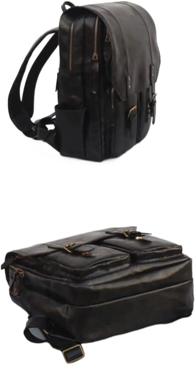 Mens Computers Backpacks Leather Luggage Travel Bags Casual Daypack Carrying Cases Laptop Bags(Black)