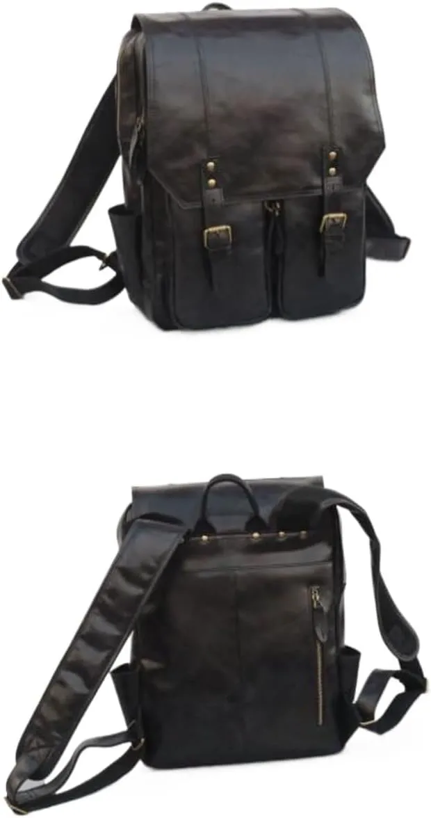Mens Computers Backpacks Leather Luggage Travel Bags Casual Daypack Carrying Cases Laptop Bags(Black)