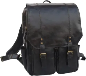 Mens Computers Backpacks Leather Luggage Travel Bags Casual Daypack Carrying Cases Laptop Bags(Black)
