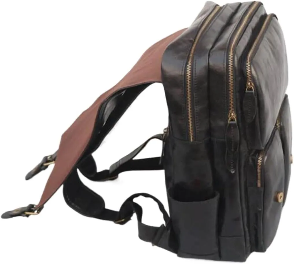 Mens Computers Backpacks Leather Luggage Travel Bags Casual Daypack Carrying Cases Laptop Bags(Black)