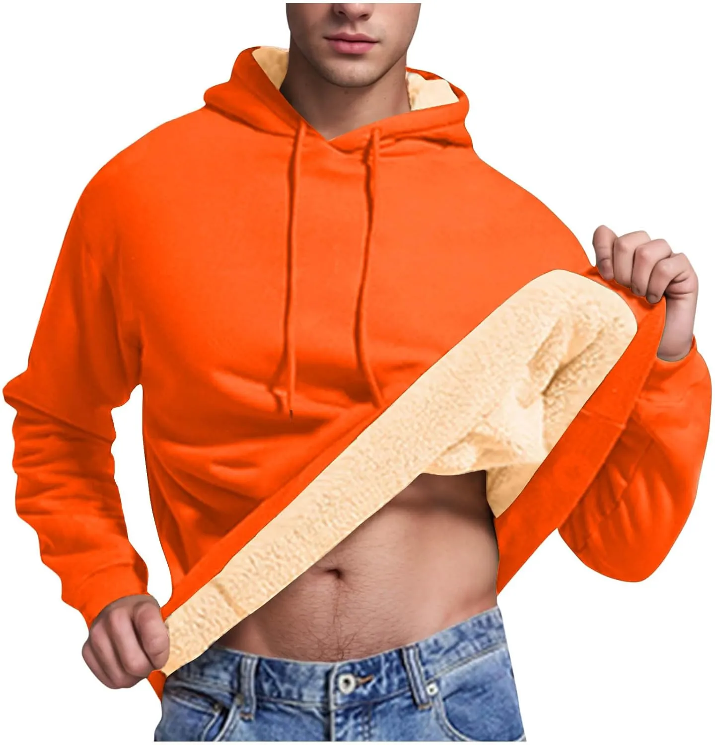 Men's Fleece Lined Hoodies Pullover Winter Warm Fuzzy Sherpa Heavyweight Hoodie Thick Thermal Hooded Sweatshirts