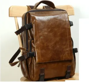 Mens Genuine Leather Travel Bags for Men, Laptop Backpacks Casual Daypack Backpacks Briefcases Weekender Bags (Color : Brown)