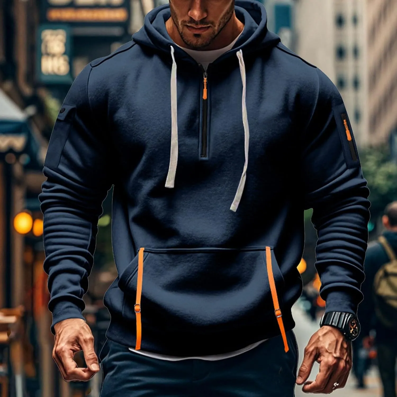 Mens Hoodies Pullover Oversized Long Sleeve Zip up Hooded Sweatshirt Drawstring Casual Jacket Sweater Fall Coat