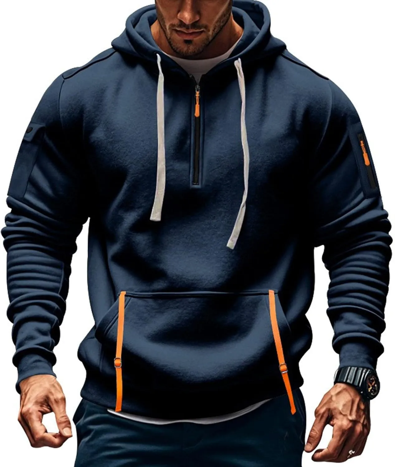 Mens Hoodies Pullover Oversized Long Sleeve Zip up Hooded Sweatshirt Drawstring Casual Jacket Sweater Fall Coat