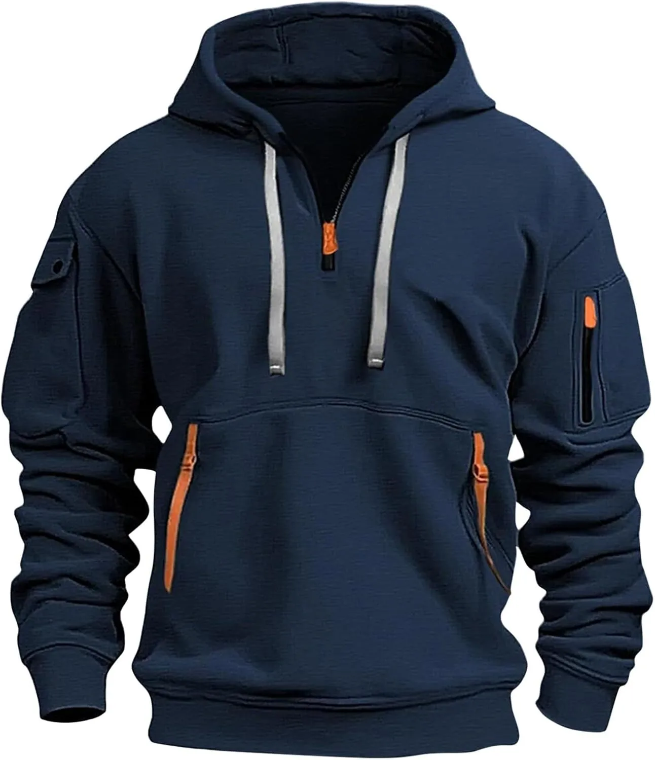 Mens Hoodies Pullover Oversized Long Sleeve Zip up Hooded Sweatshirt Drawstring Casual Jacket Sweater Fall Coat