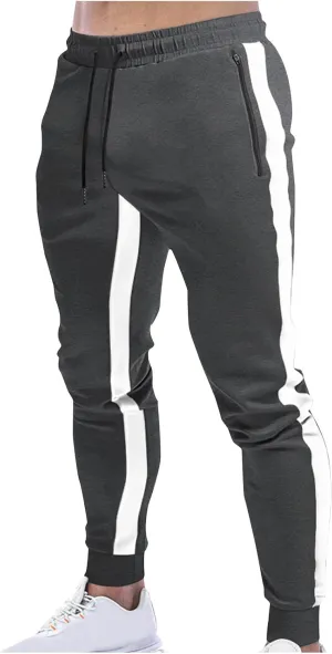 Mens Joggers Striped Trousers Casual Cotton Pants Athletic Drawstring Sweatpants Tracksuit Bottoms Yoga Trouser