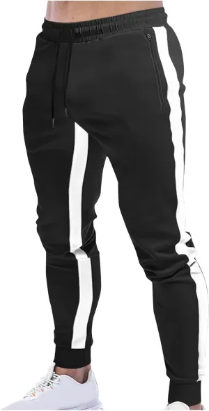 Mens Joggers Striped Trousers Casual Cotton Pants Athletic Drawstring Sweatpants Tracksuit Bottoms Yoga Trouser