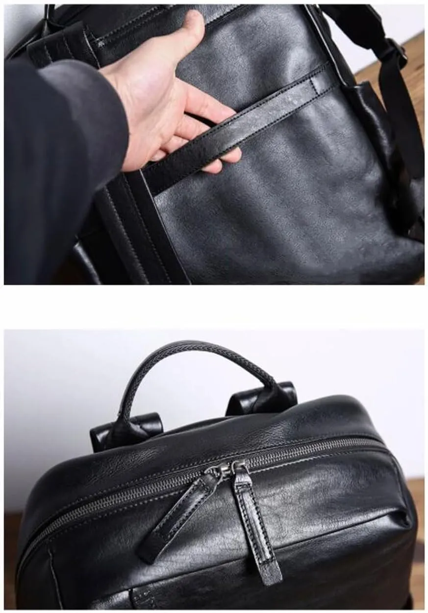 Mens Leather Casual Daypack Laptop Bags Bookbags Luggage Travel Bags Computers Bags Backpacks