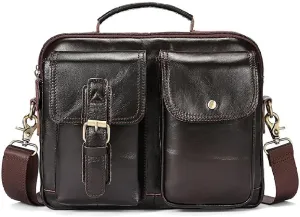 Men's leather shoulder bag 9.7 inch handbag horizontal tablet briefcase