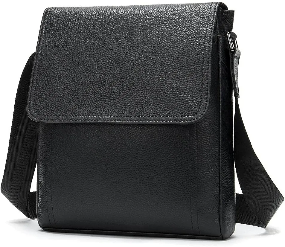 Men's leather shoulder bag briefcase vertical 9.7 inch tablet bag