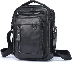 Men's Messenger bag vertical leather handbag 8 inch tablet briefcase