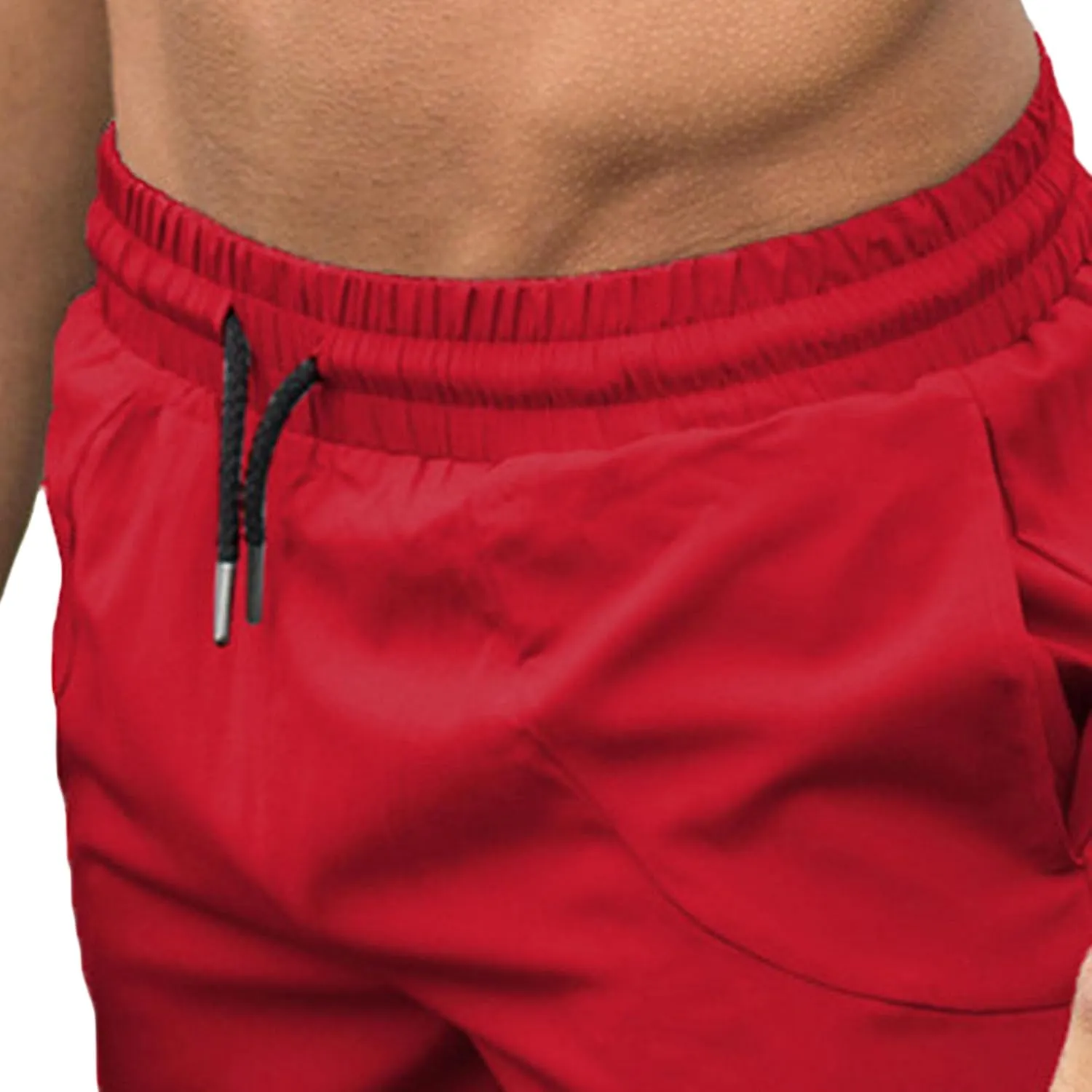 Men's Mid-Length Solid Gym Workout Shorts Breathable Tight Fit Running Shorts Bodybuilding Shorts with Pockets