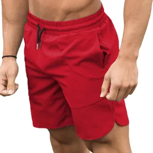 Men's Mid-Length Solid Gym Workout Shorts Breathable Tight Fit Running Shorts Bodybuilding Shorts with Pockets