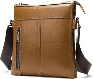 Men's shoulder bag vertical leather briefcase 9.7 inch tablet baggap bag