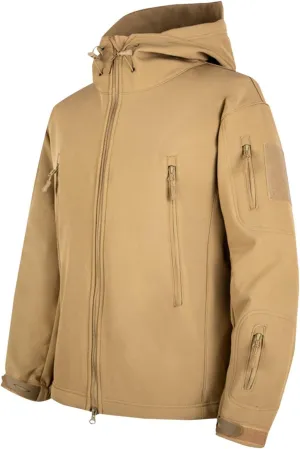 Men's Softshell Jacket with Hood Waterproof Windbreaker Zip Lightweight Rain Shell Jackets for Outdoor Hiking Travel
