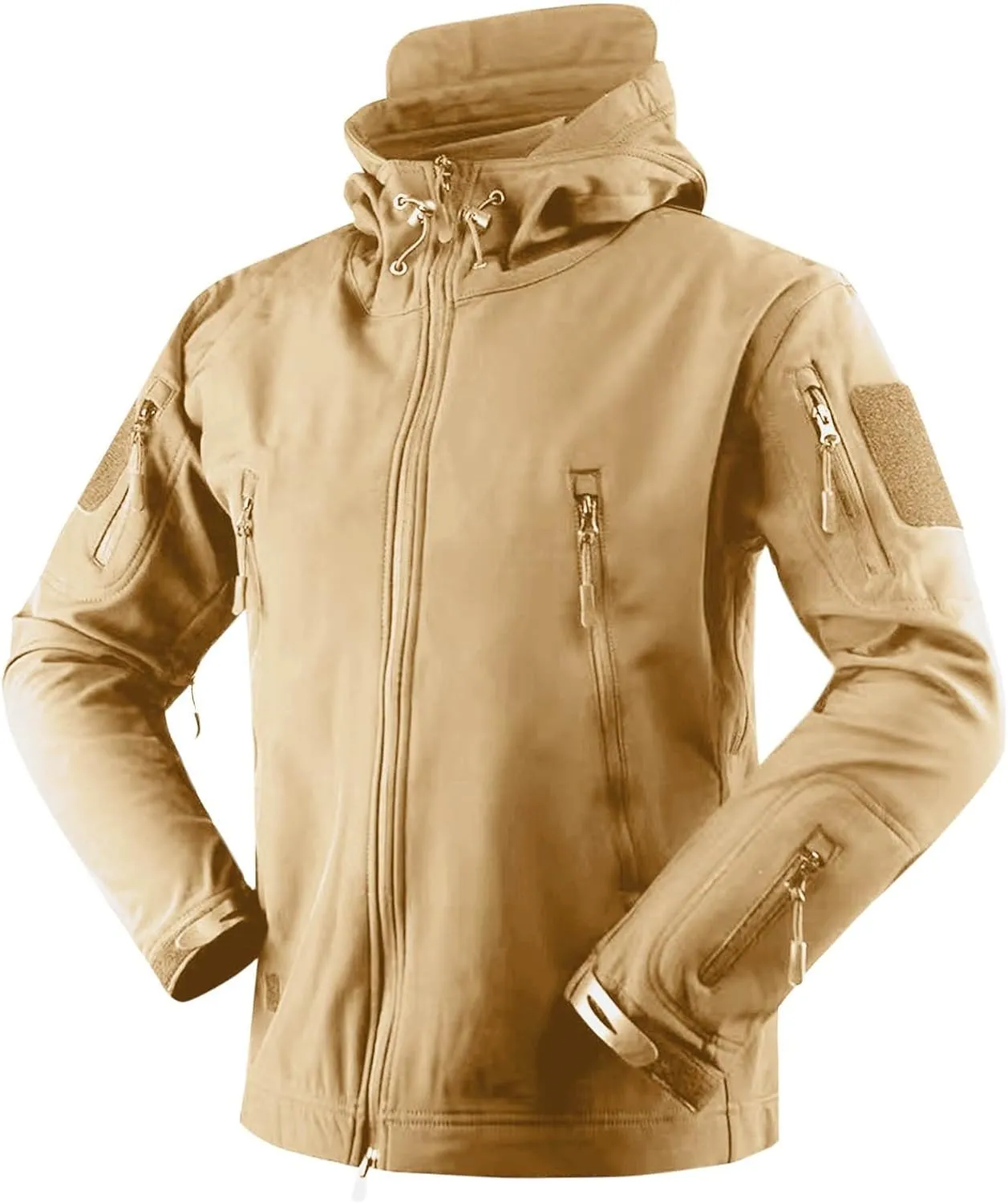 Men's Softshell Jacket with Hood Waterproof Windbreaker Zip Lightweight Rain Shell Jackets for Outdoor Hiking Travel