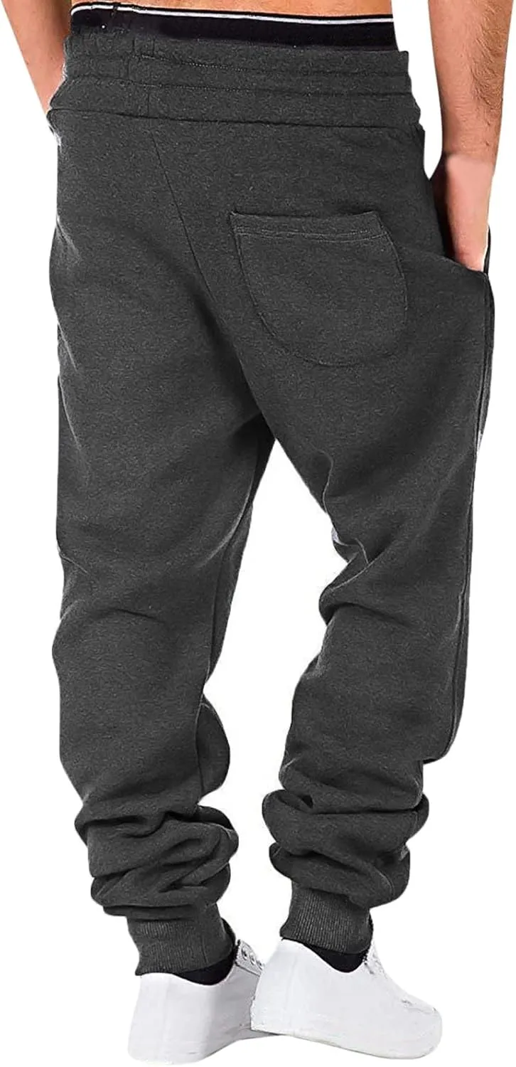 Mens Sweatpants with Pockets Big and Tall Long Pants Workout Trousers Men's Fleece Sweatpants Cotton Soft Sherpa Lined