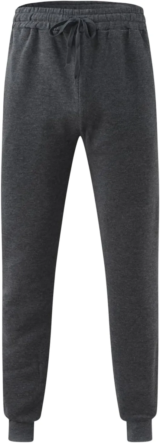Mens Sweatpants with Pockets Big and Tall Long Pants Workout Trousers Men's Fleece Sweatpants Cotton Soft Sherpa Lined