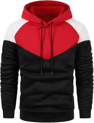 Mens Sweatshirt Hoodie Lightweight Color Block Pullover Sweaters for Men Soft Men's Drawstring Hoodies with Pocket
