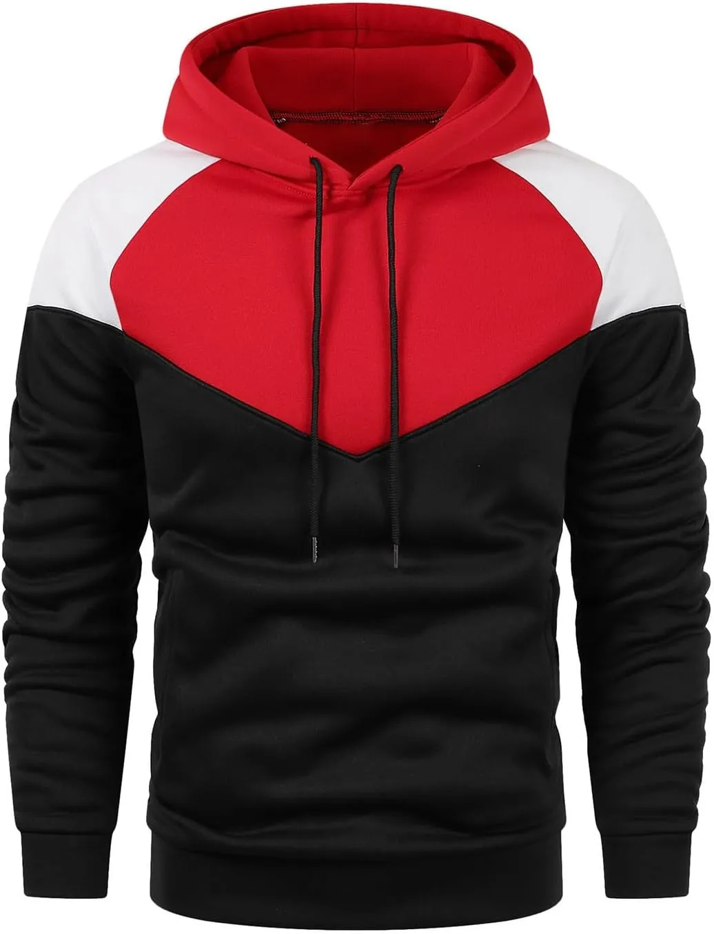 Mens Sweatshirt Hoodie Lightweight Color Block Pullover Sweaters for Men Soft Men's Drawstring Hoodies with Pocket