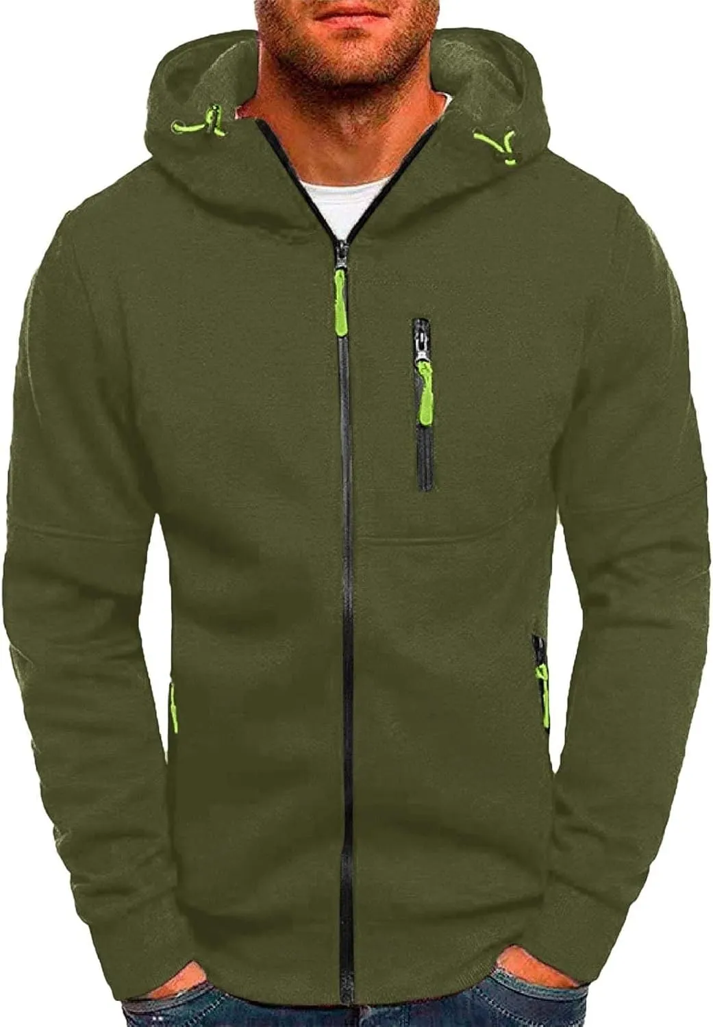Mens Ultimate Full-Zip Hoodie Men's Spring And Autumn Long Sleeve Half Zip Hoodie Collar Drawstring Hoodies Pullover