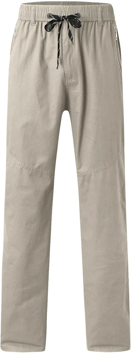 Mens Workout Cargo Sweatpants Men Relaxed Fit Casual Slim Beach Work Streetwear Khaki Baggy Pants with Zipper Pockets