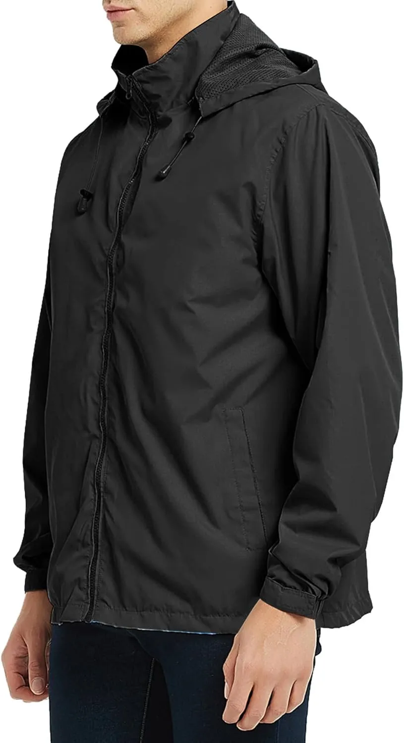 Mens Zip up Jackets Stand Collar Windbreakers Loose Casual Windcheaters Plain Fashion Coats Outdoor Fall Winter New