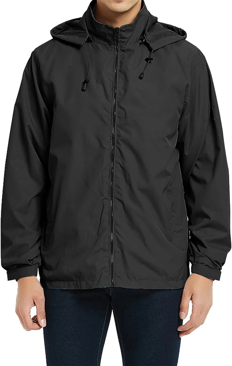 Mens Zip up Jackets Stand Collar Windbreakers Loose Casual Windcheaters Plain Fashion Coats Outdoor Fall Winter New