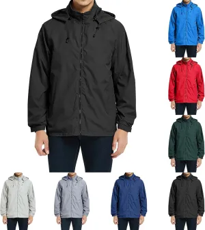 Mens Zip up Jackets Stand Collar Windbreakers Loose Casual Windcheaters Plain Fashion Coats Outdoor Fall Winter New