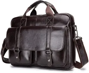 Messenger Bag for Men,Leather Briefcase Laptop Messenger Bag Office Briefcase College Bag for Men and Women(Size: 38x 28x5.3cm) (Color : Brown)