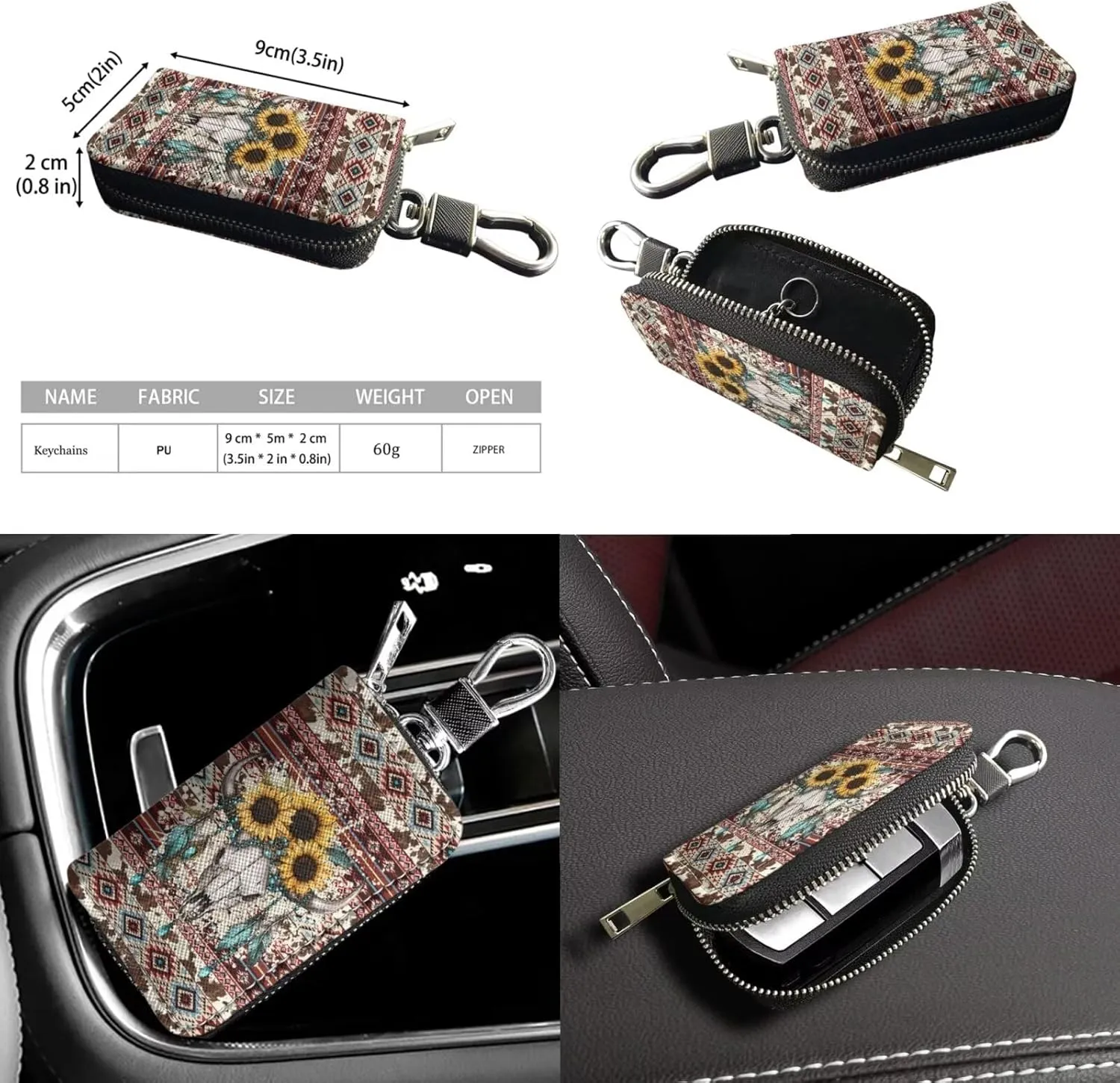 Messenger Bag for Women Crossbody Boho with Leather Car Remote Key Case Cover Set of 2 Bucket Style Tote
