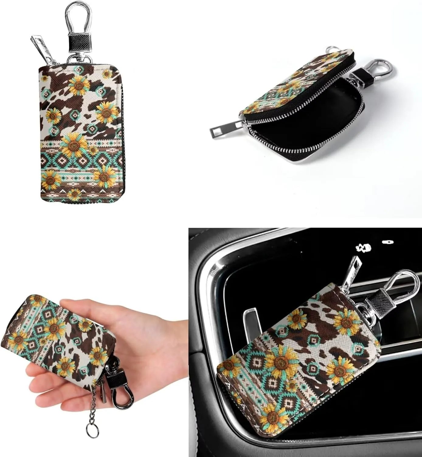 Messenger Bag for Women Crossbody Boho with Leather Car Remote Key Case Cover Set of 2 Bucket Style Tote