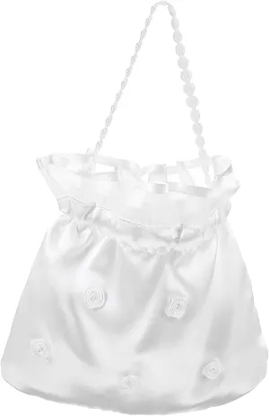 Milisten Bridal Purse Drawstring Wedding Bag for Flower Girl Comfortable Versatile Use for Weddings and Parties Design for and Favors