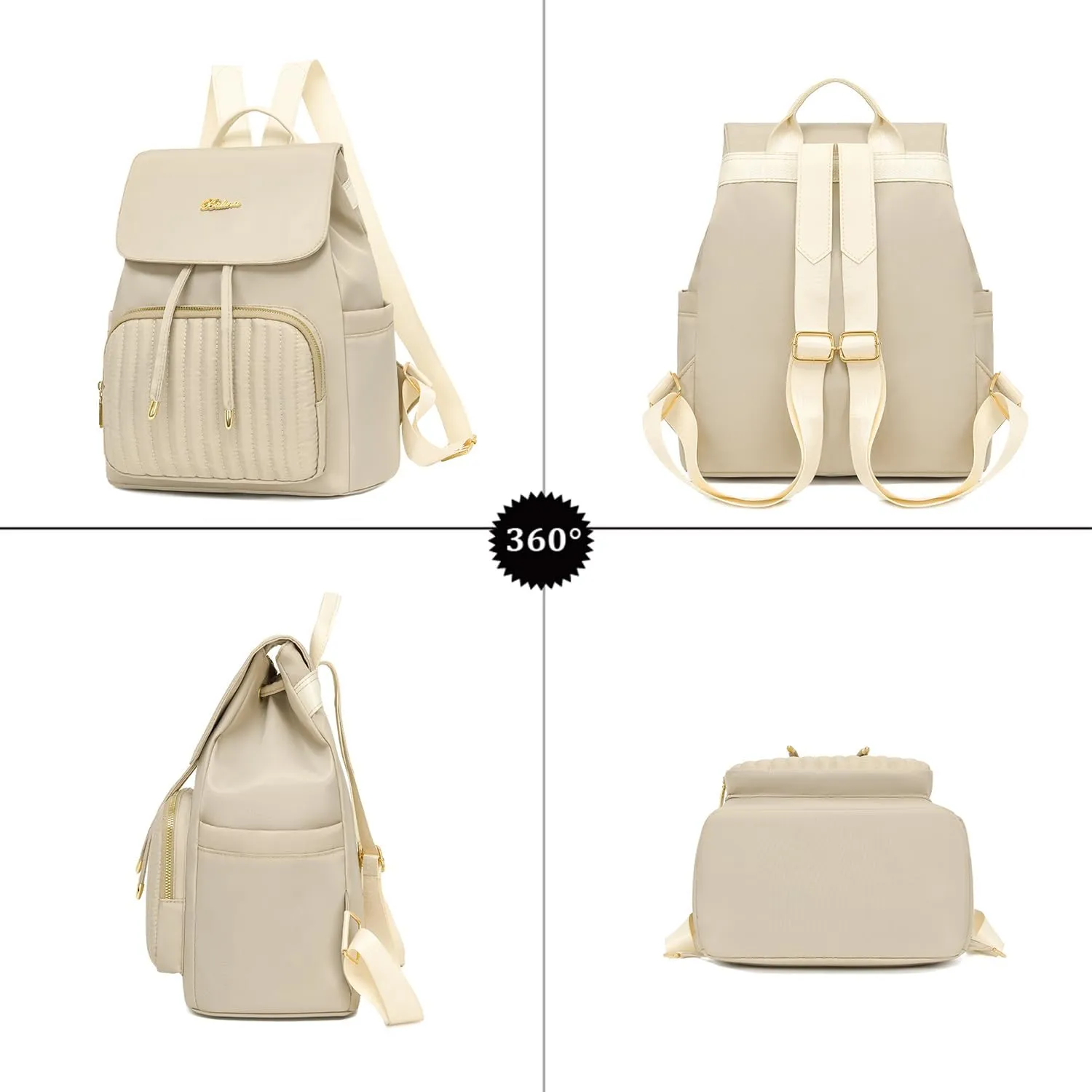 Mini Backpack Purse for Women, Small Nylon Backpacks Purse Ladies Backpacks Women Cute Mini Travel Daily College Bag (Beige)