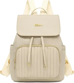 Mini Backpack Purse for Women, Small Nylon Backpacks Purse Ladies Backpacks Women Cute Mini Travel Daily College Bag (Beige)