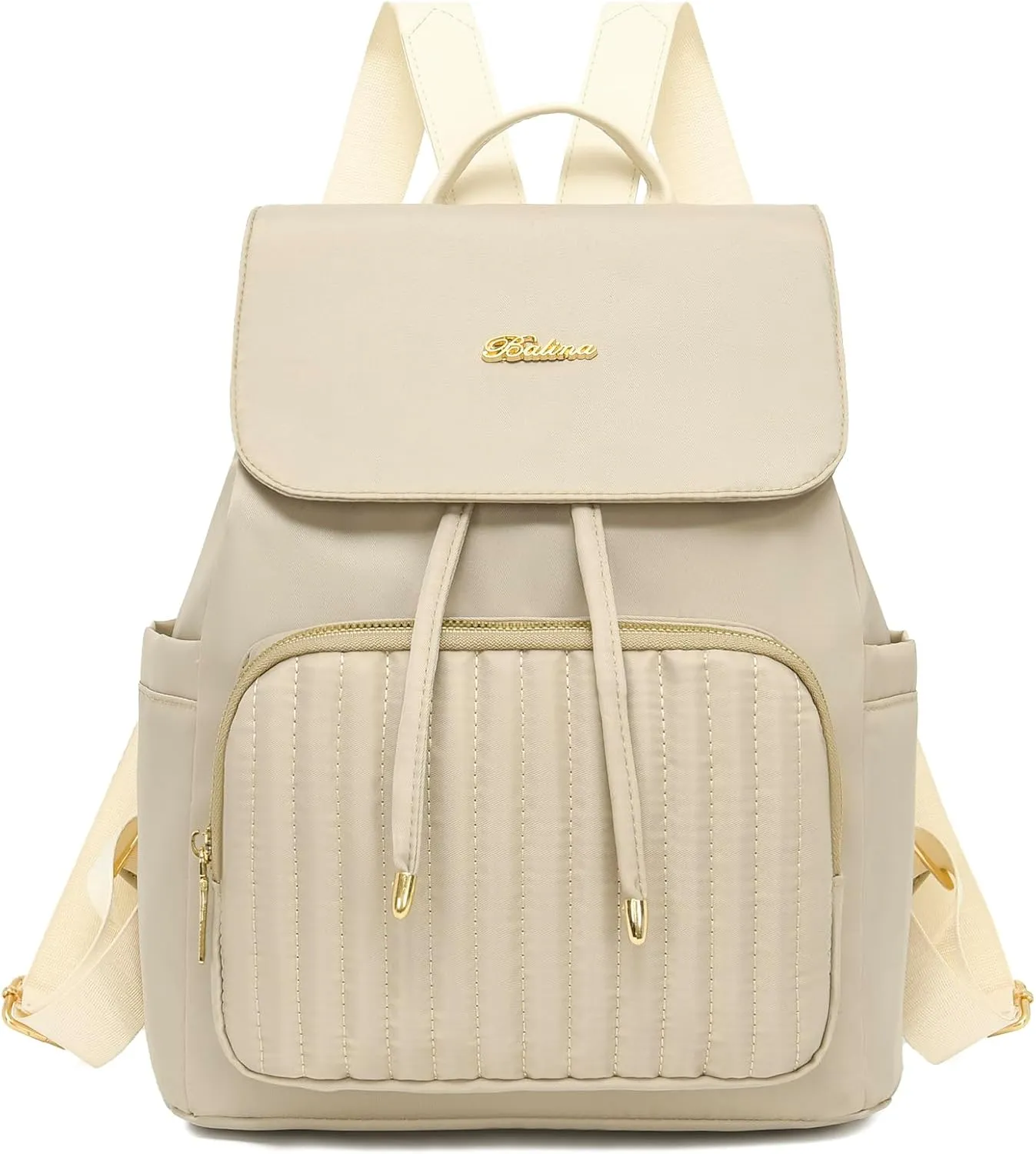 Mini Backpack Purse for Women, Small Nylon Backpacks Purse Ladies Backpacks Women Cute Mini Travel Daily College Bag (Beige)
