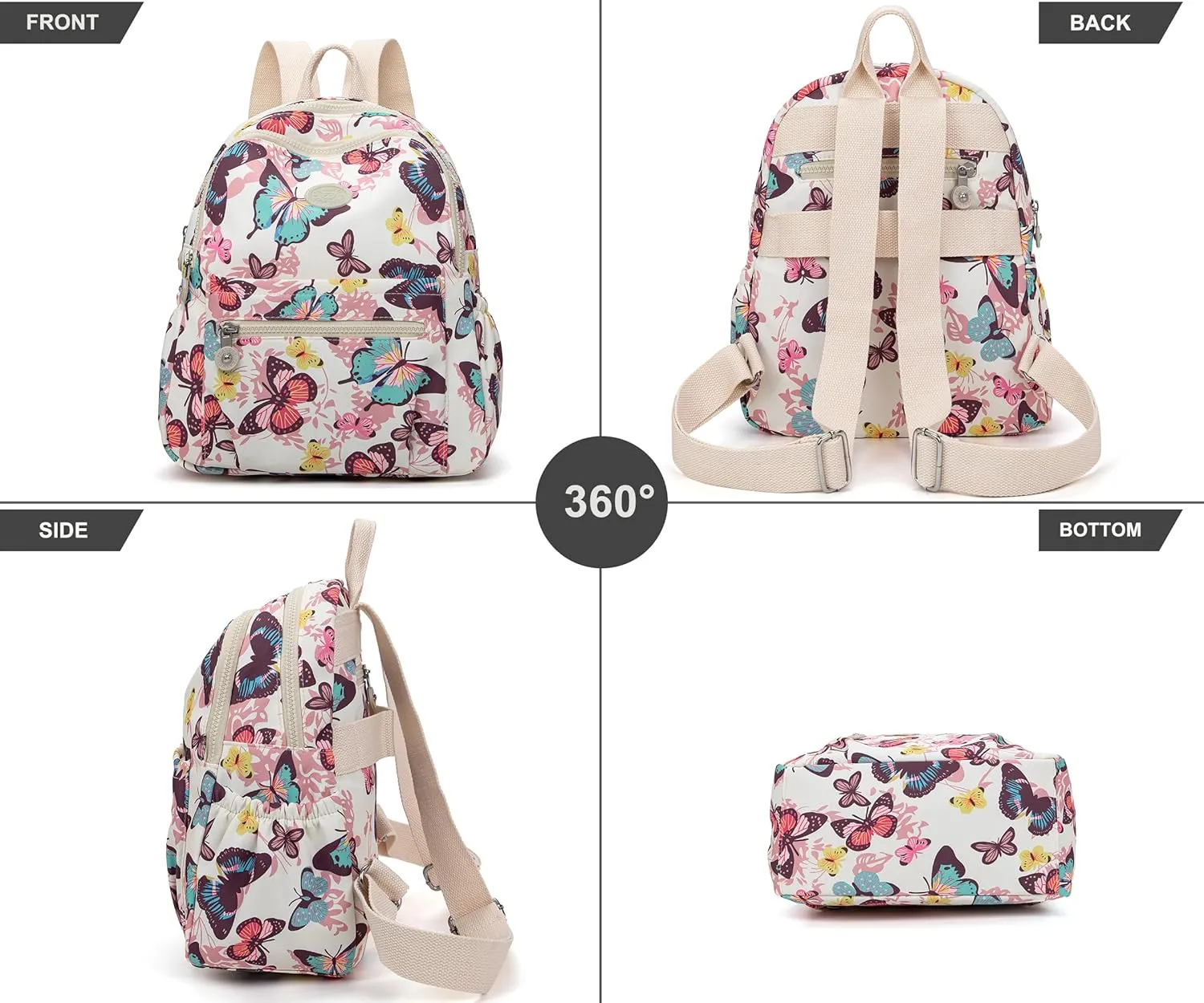 Mini Backpack Purse for Women,Small Nylon backpacks for Ladies Backpacks Women Anti Theft Travel Bag (Butterfly)