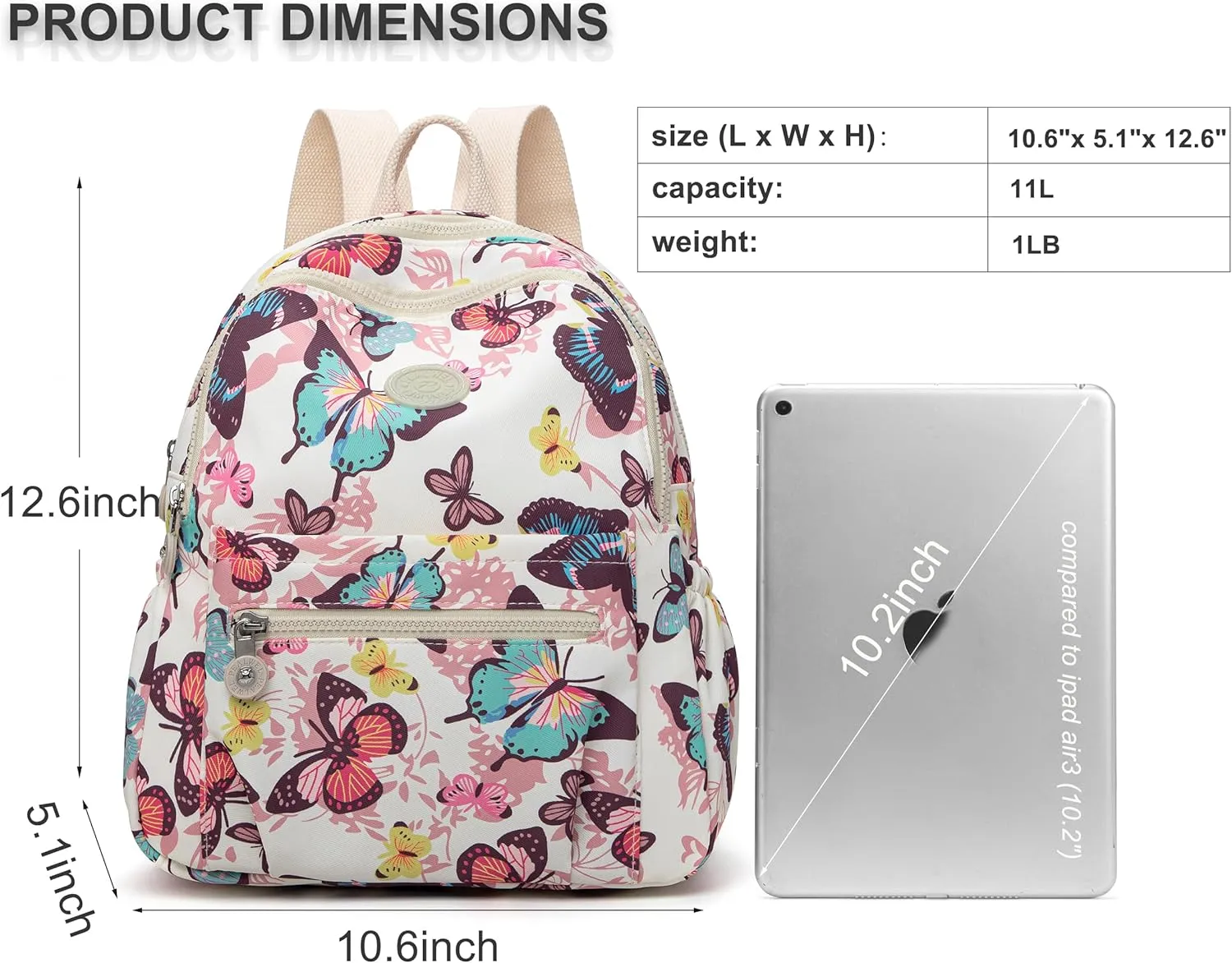 Mini Backpack Purse for Women,Small Nylon backpacks for Ladies Backpacks Women Anti Theft Travel Bag (Butterfly)