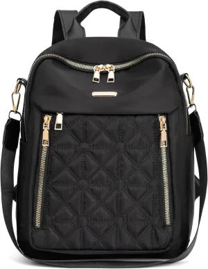 Mini Nylon Women Backpacks,Small Ladies backpacks Lightweight Shoulder Satchel Bag Tote Handbag Casual Travel Daypack (Black)