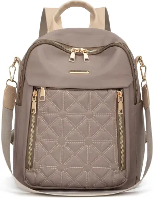 Mini Nylon Women Backpacks,Small Ladies backpacks Lightweight Shoulder Satchel Bag Tote Handbag Casual Travel Daypack (Khaqi)