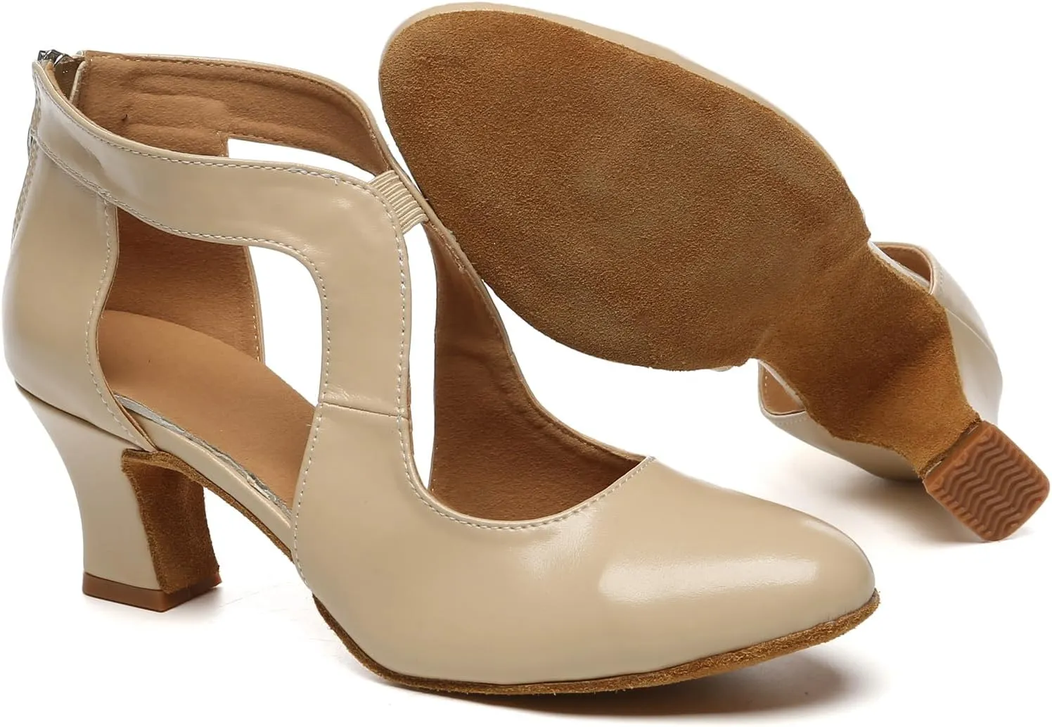 Minishion Closed Toe Ballroom Dance Shoes for Womens Cut-Out Evening Prom Pumps