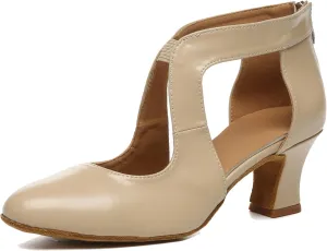 Minishion Closed Toe Ballroom Dance Shoes for Womens Cut-Out Evening Prom Pumps
