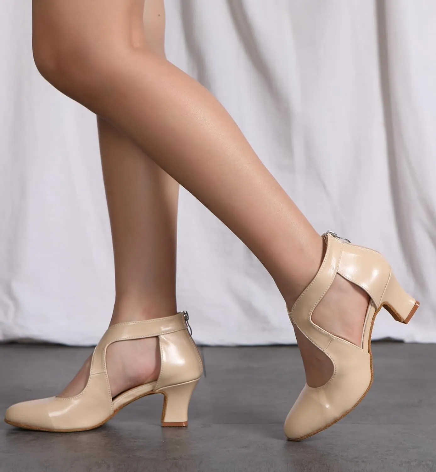 Minishion Closed Toe Ballroom Dance Shoes for Womens Cut-Out Evening Prom Pumps