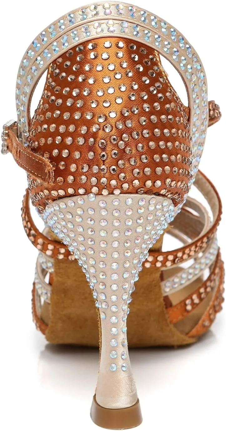 Minishion Ladies Dance Shoes Rhinestions Latin Dance Heels L450