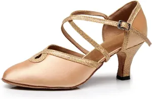 Minishion TJ7134 Women's Girls Almond Toe Satin Latin Dance Shoes Wedding Pumps