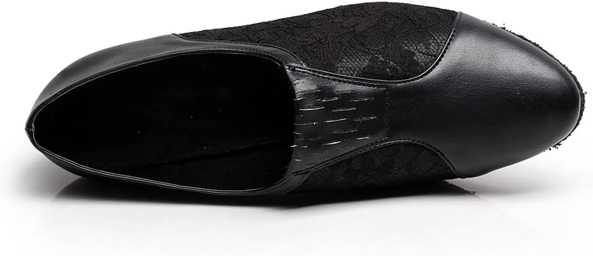 Minishion TQJ3002 Women's Slip-on Lace Tango Latin Ballroom Dance Shoes Evening Prom Pumps